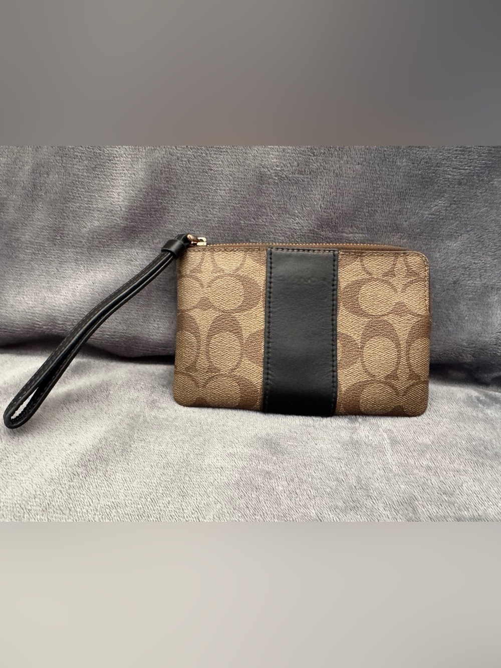 Coach Black Interior Canvas Wristlet